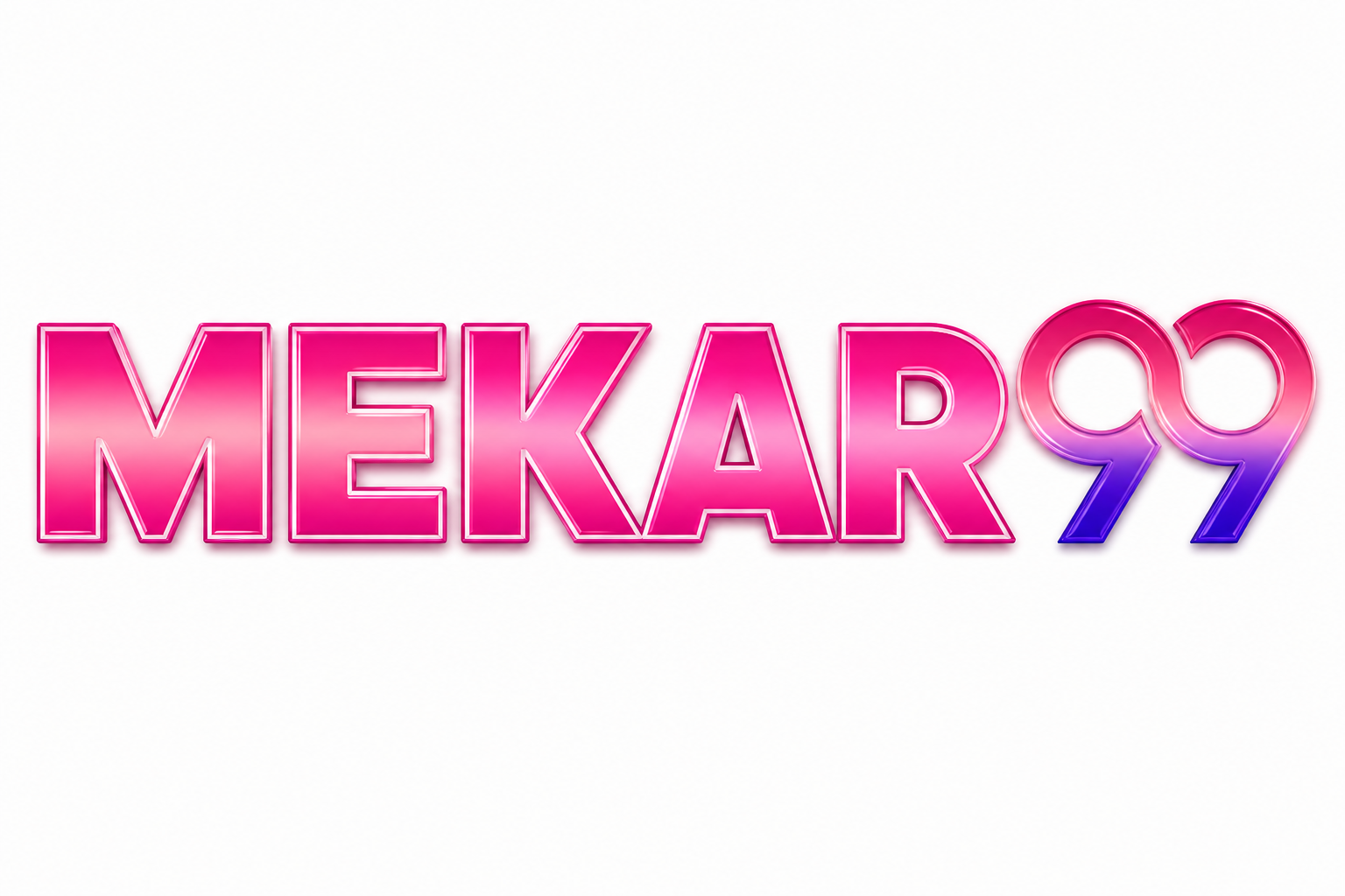 MEKAR99: teks pink MEKAR99 di latar putih.