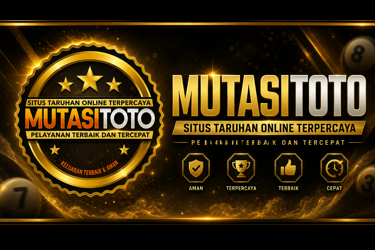 MUTASITOTO: stempel emas bundar dan teks MUTASITOTO.