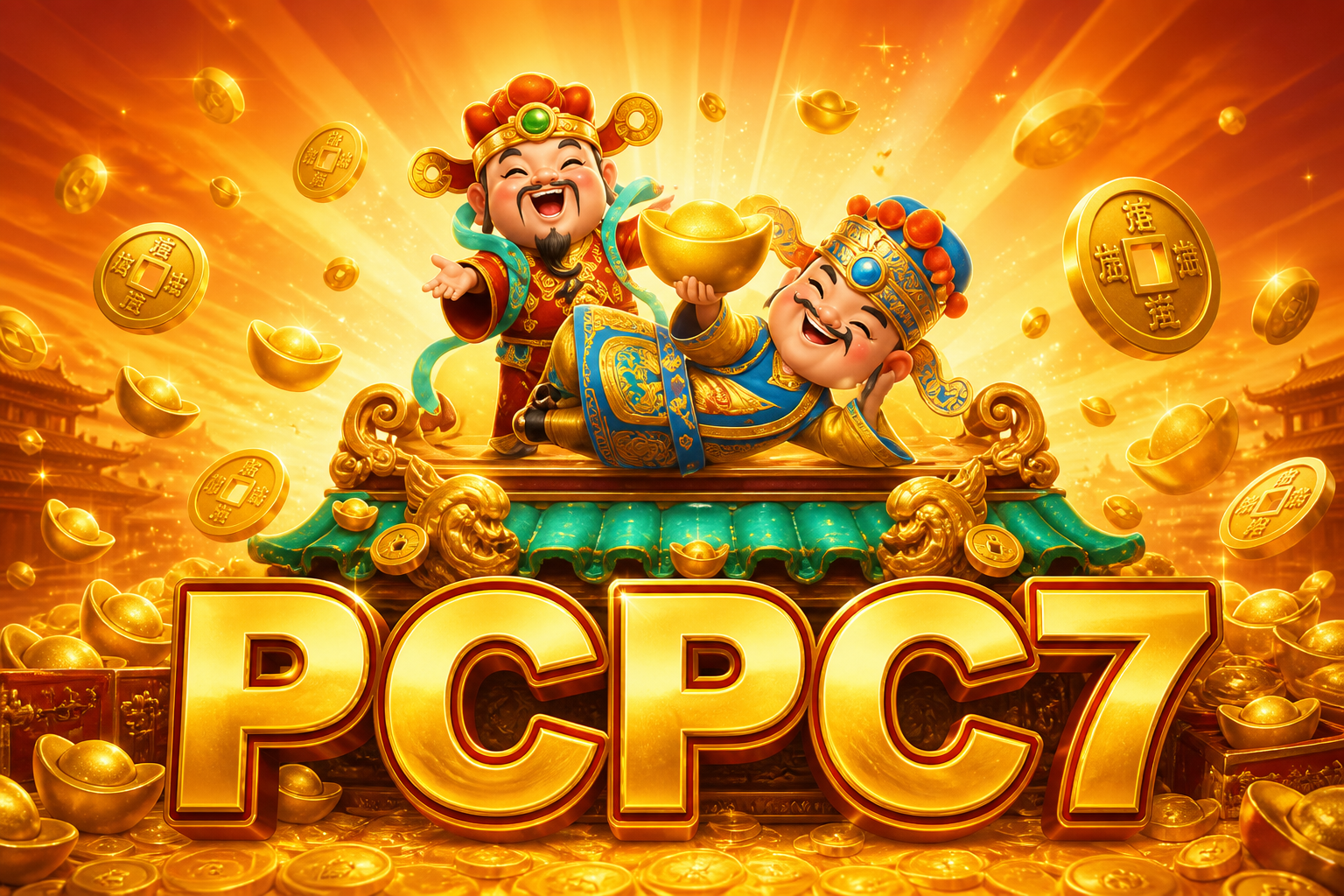 PCPC7: dua dewa rezeki, yuanbao, teks PCPC7.