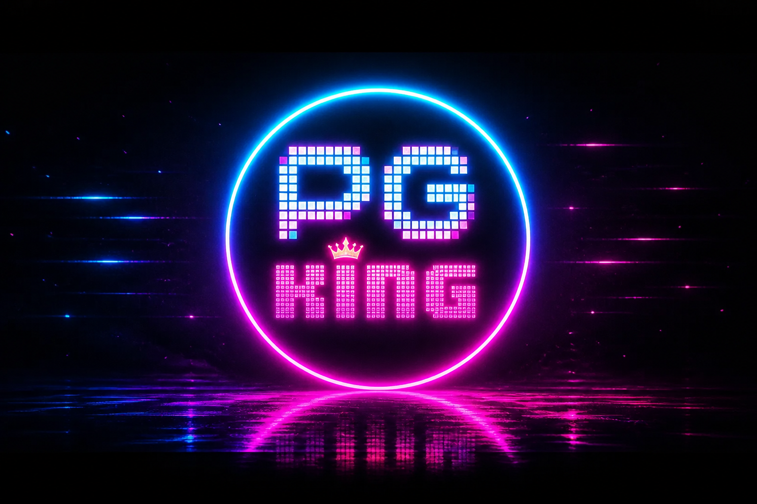 PG KING: neon PG KING dan mahkota di huruf I.