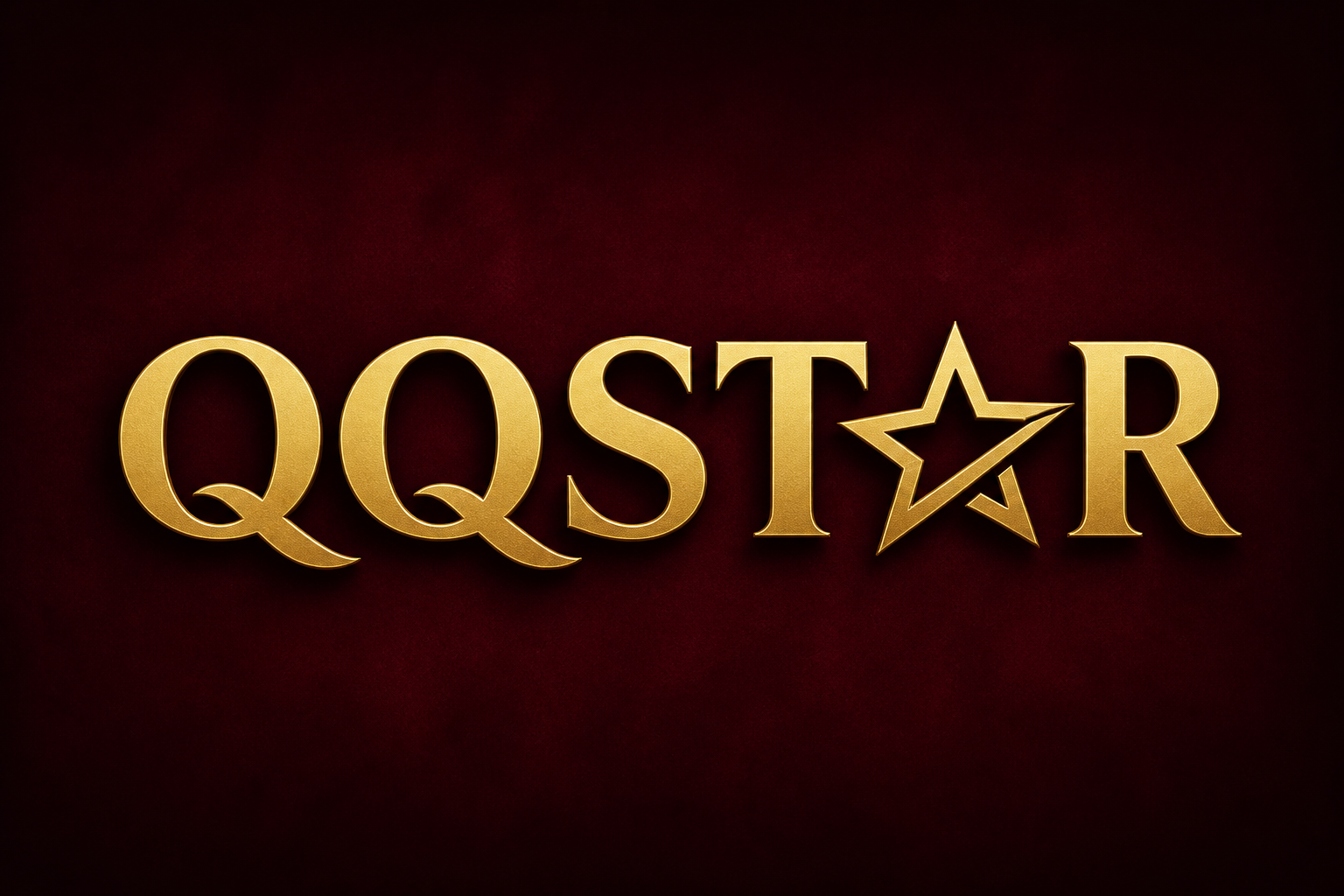 QQSTAR: teks QQSTAR emas dengan A berbentuk bintang.